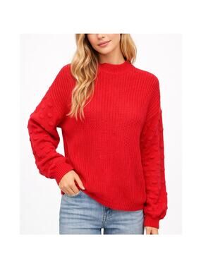 2/$30 Love Always Balloon Sleeve Sweater Red Size M